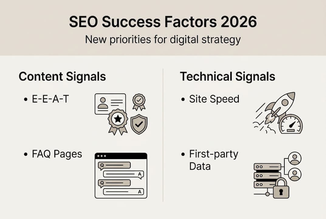 Infographic showing 2026 SEO priorities