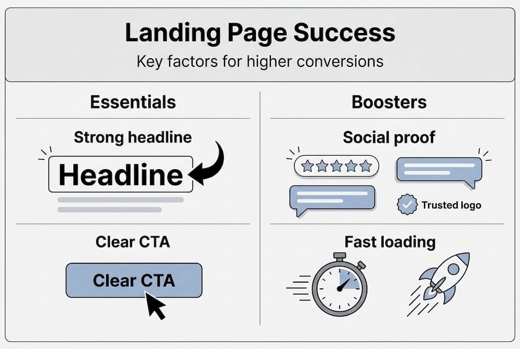 Infographic showing landing page optimisation pillars