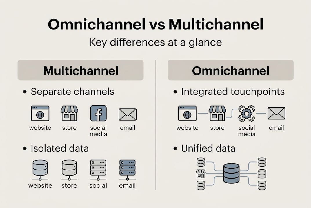 Infographic comparing omnichannel and multichannel