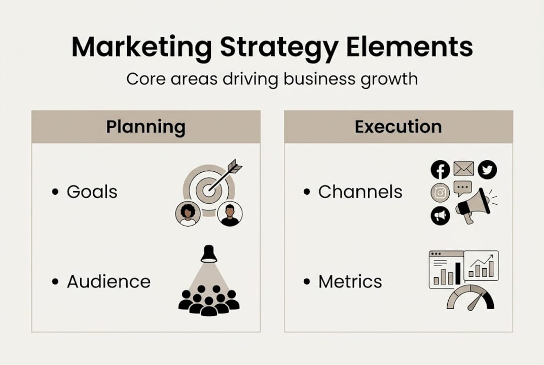 Infographic showing elements of marketing strategy