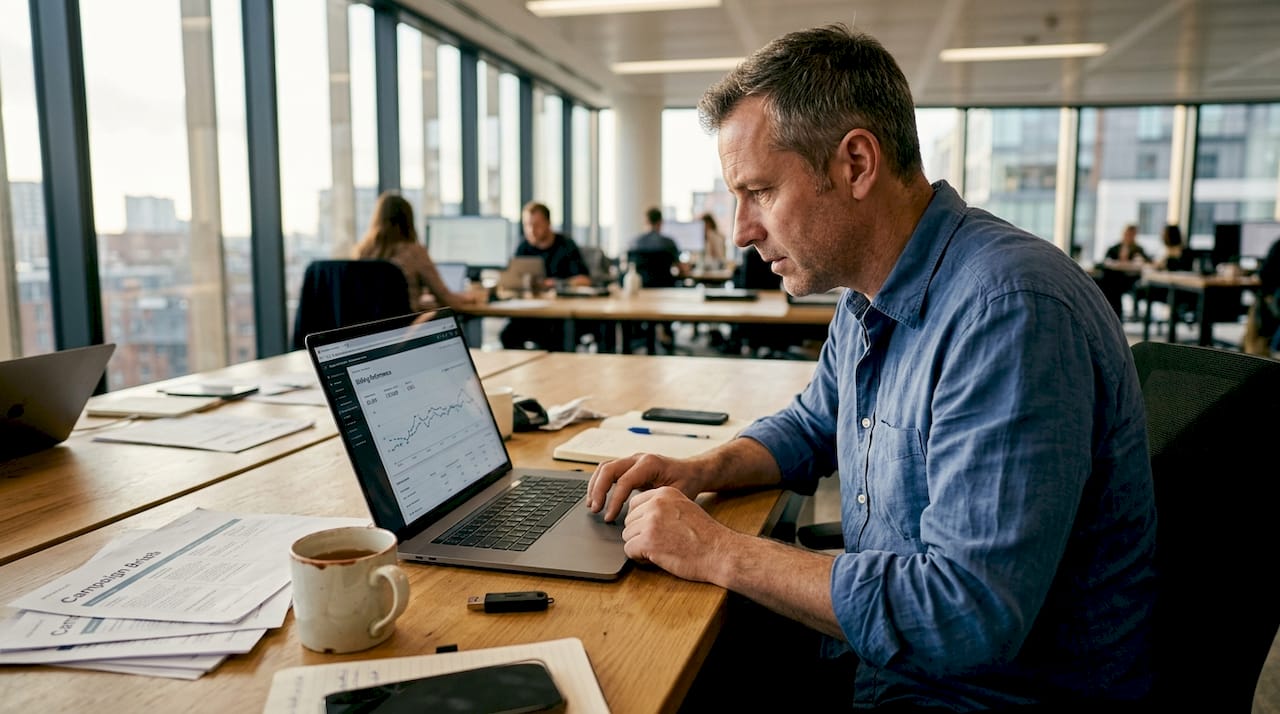 Advertising specialist using ad automation tools