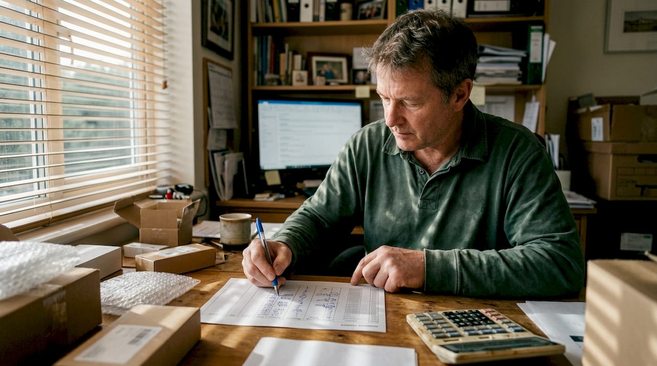 Inventory audit at home office table