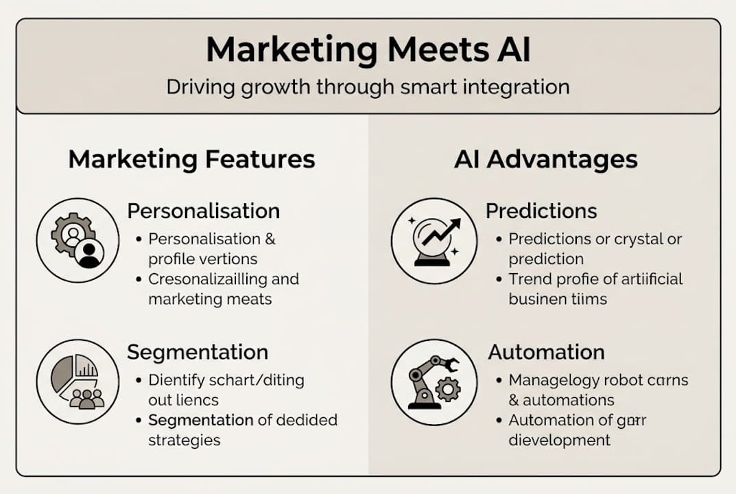 Infographic showing marketing and AI benefits