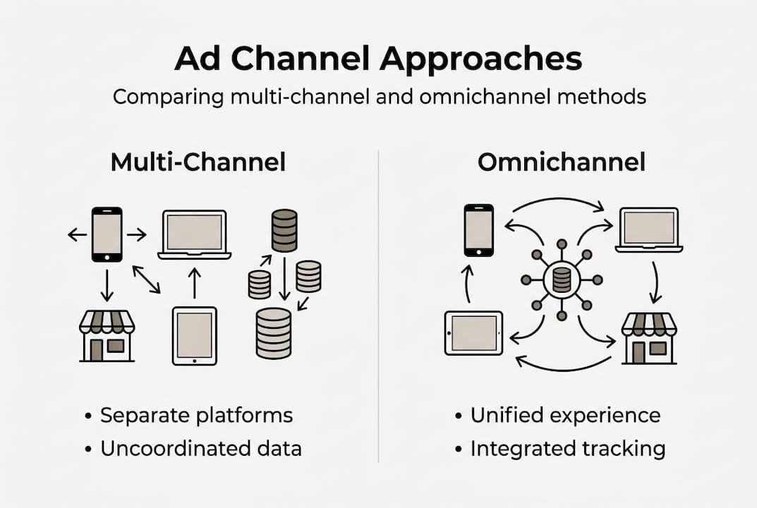 Infographic compares multi-channel and omnichannel