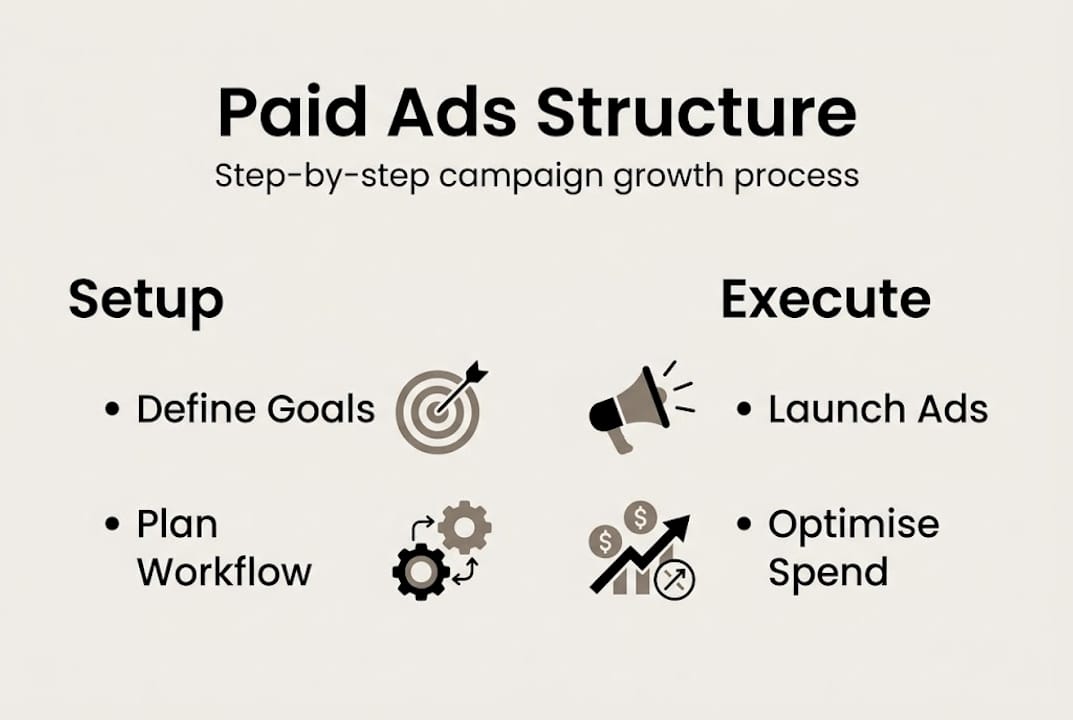 Infographic structured paid ads growth process