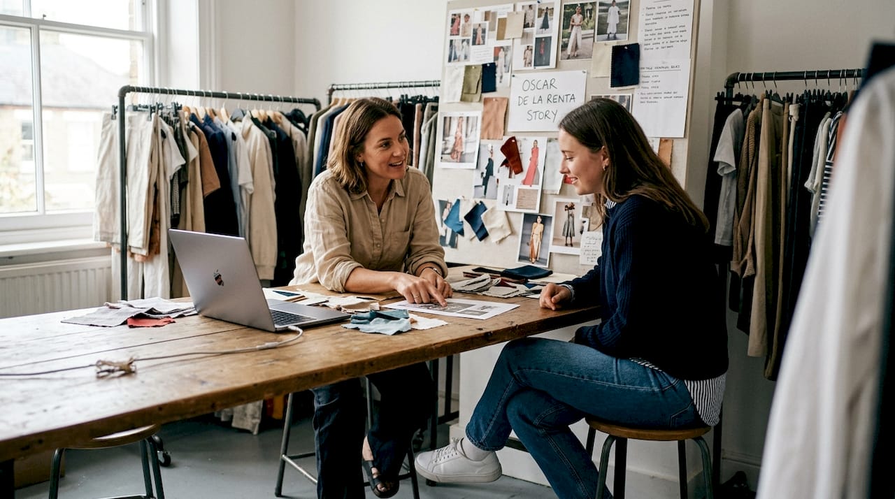Fashion team reviewing heritage campaign brief