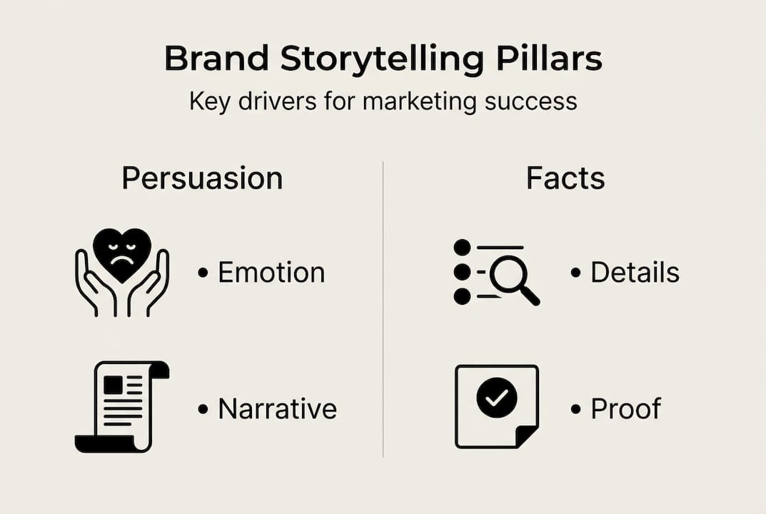 Infographic showing storytelling vs facts in marketing