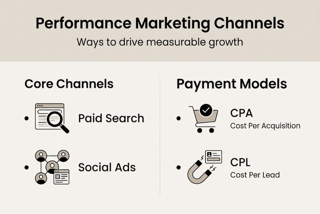 Infographic with channels and payment models