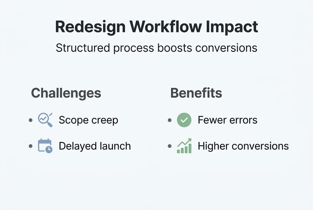 Infographic showing workflow challenges and benefits