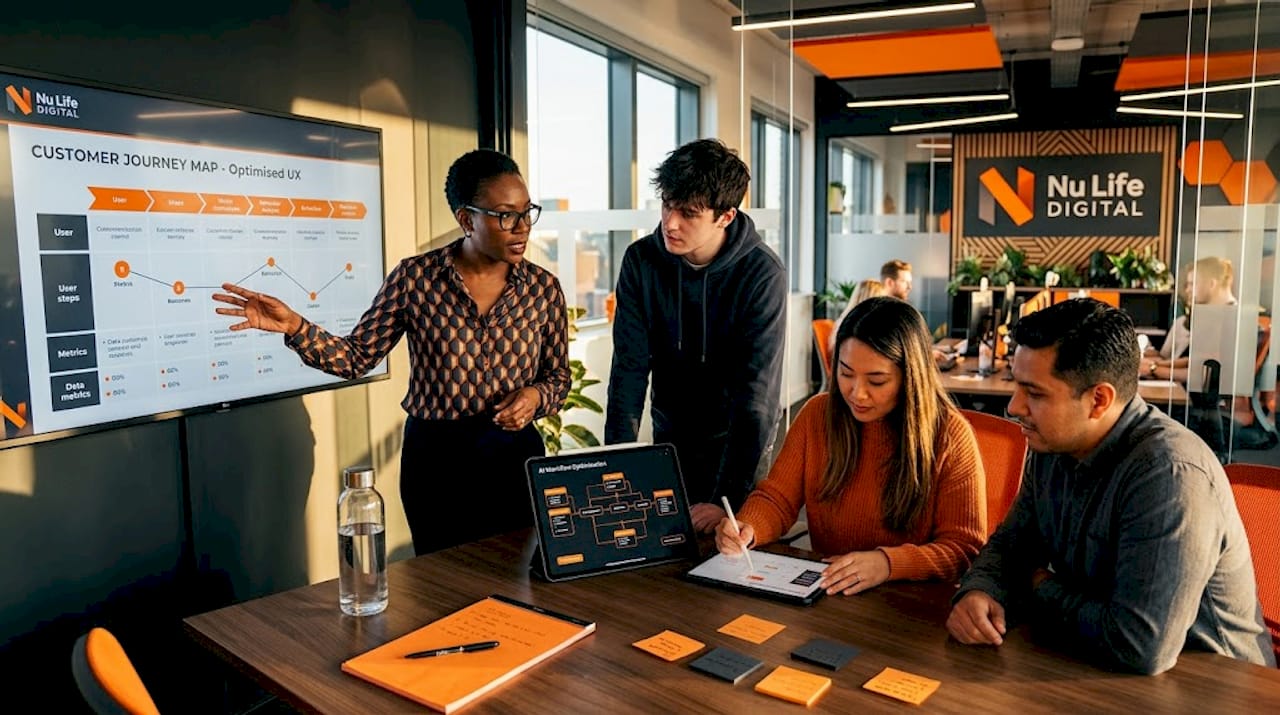 Team collaborating on AI personalization plan
