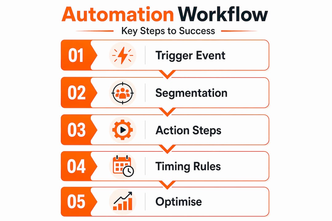 Infographic showing key marketing automation steps