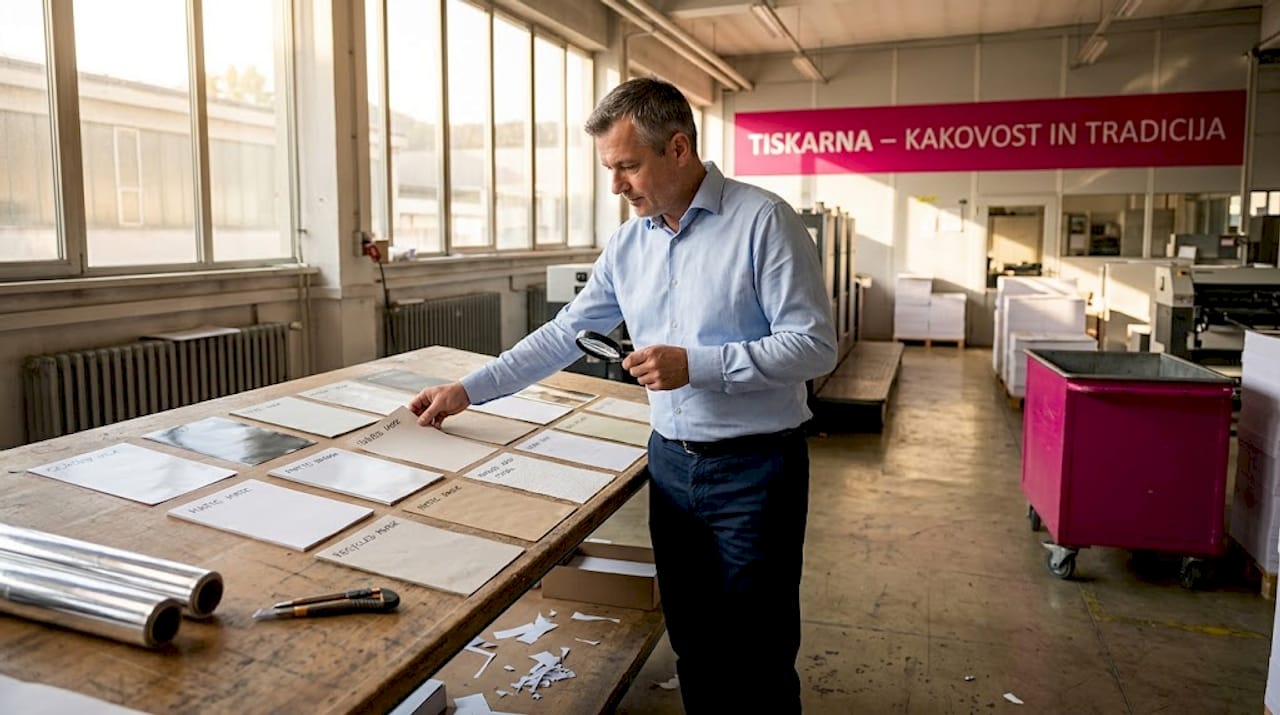 Štirinajst različnih vrst papirja za tisk, urejenih po vrsti