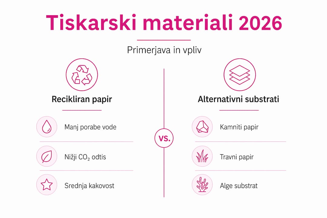 Pregledna primerjava okolju prijaznih tiskarskih materialov
