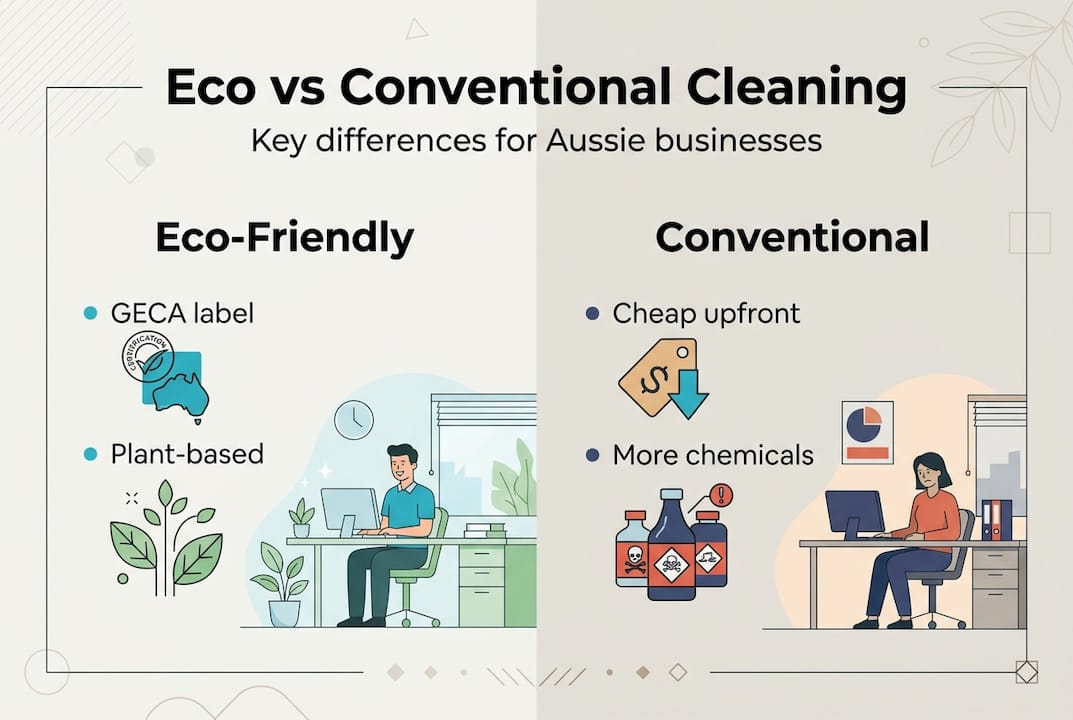 Infographic comparing eco and conventional cleaning