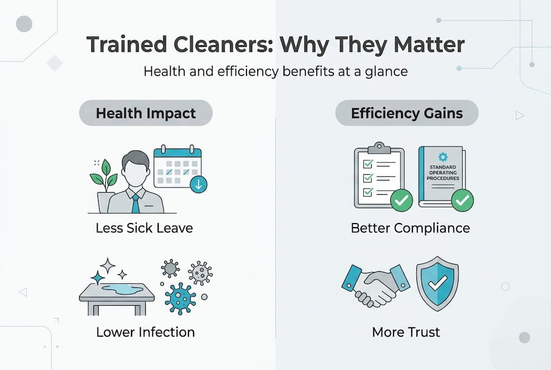 Infographic showing trained cleaning health and efficiency