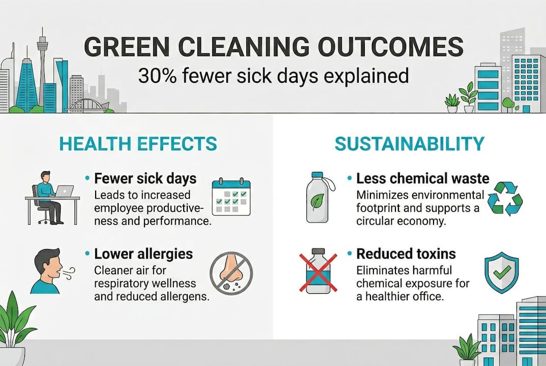 Infographic on green cleaning health outcomes