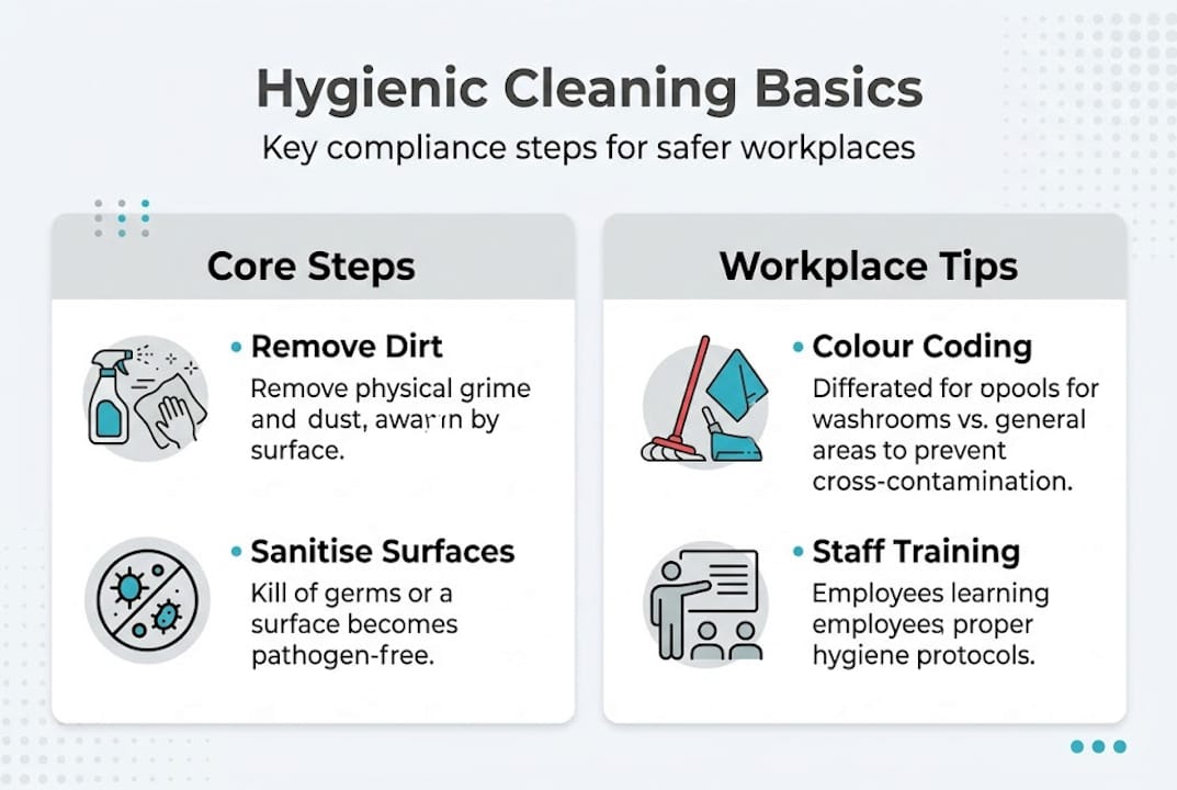 Infographic showing hygienic cleaning basics