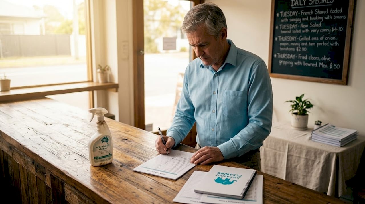 Facility manager checking terminal cleaning records
