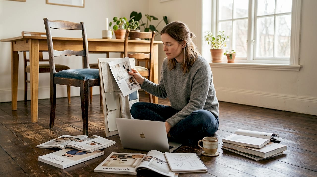 Woman deciding on interior style in home