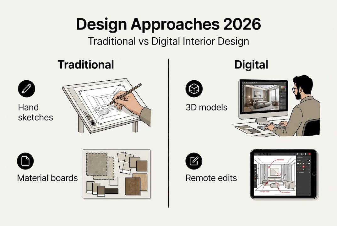 Infographic comparing traditional and digital design