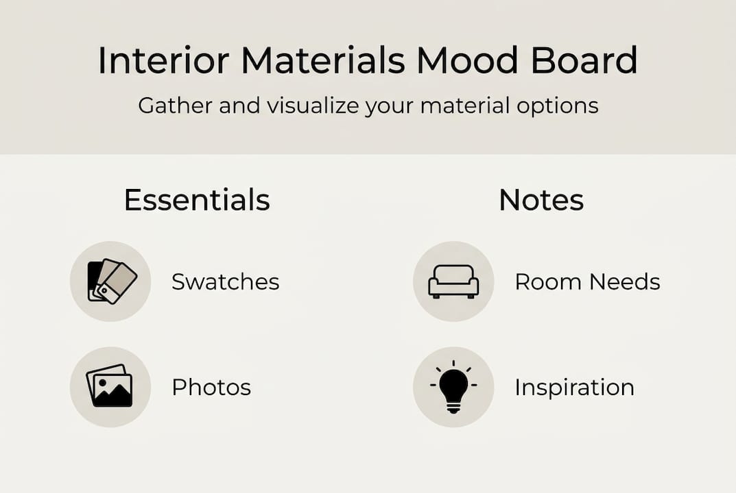 Infographic displaying interior materials mood board basics