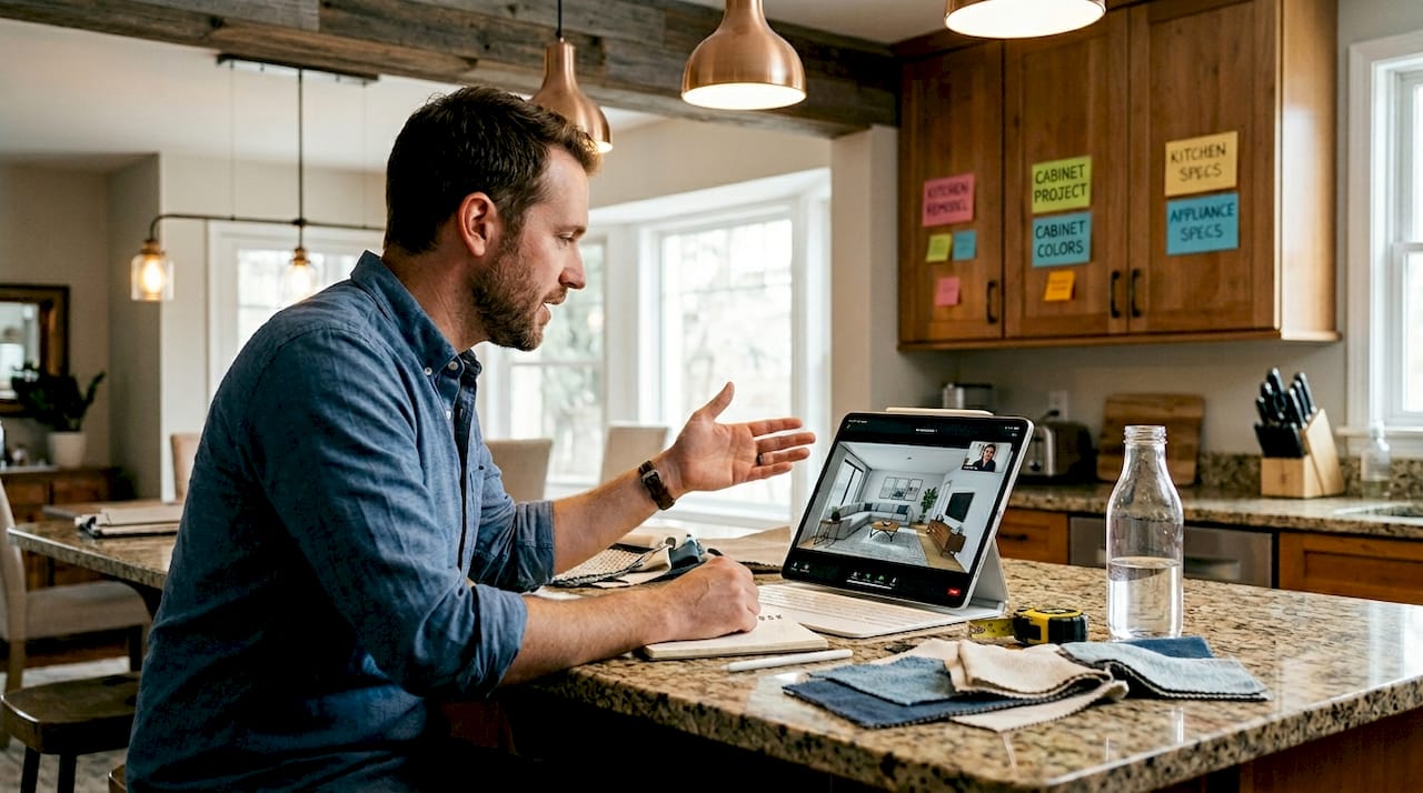 Designer video calling about 3D model