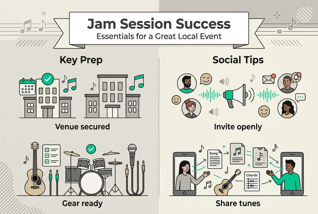 Infographic with jam session planning essentials