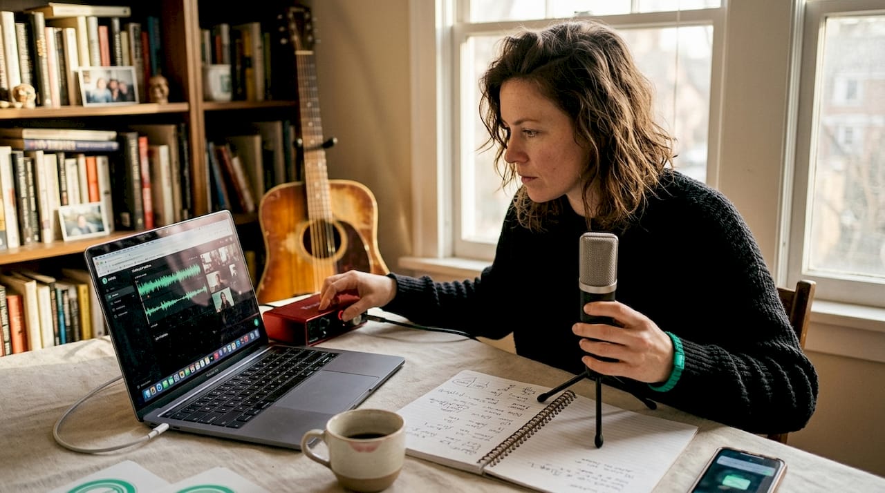 Musician using digital tool for collaboration