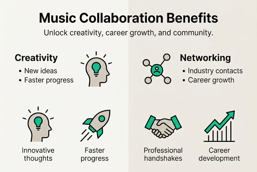 Infographic illustrating music collaboration benefits