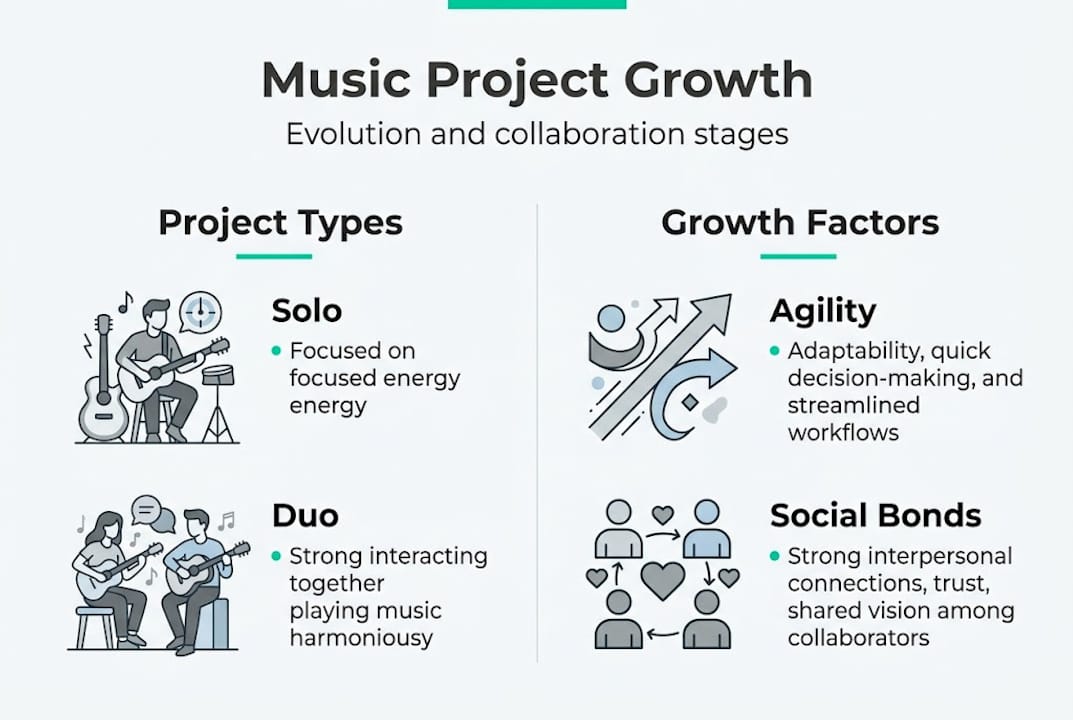 Infographic showing music project types and growth