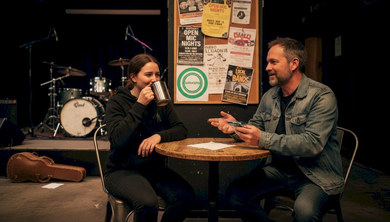 Musicians building relationships at a local club