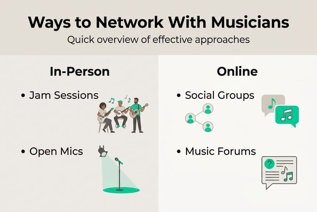 Infographic overview of musician networking methods