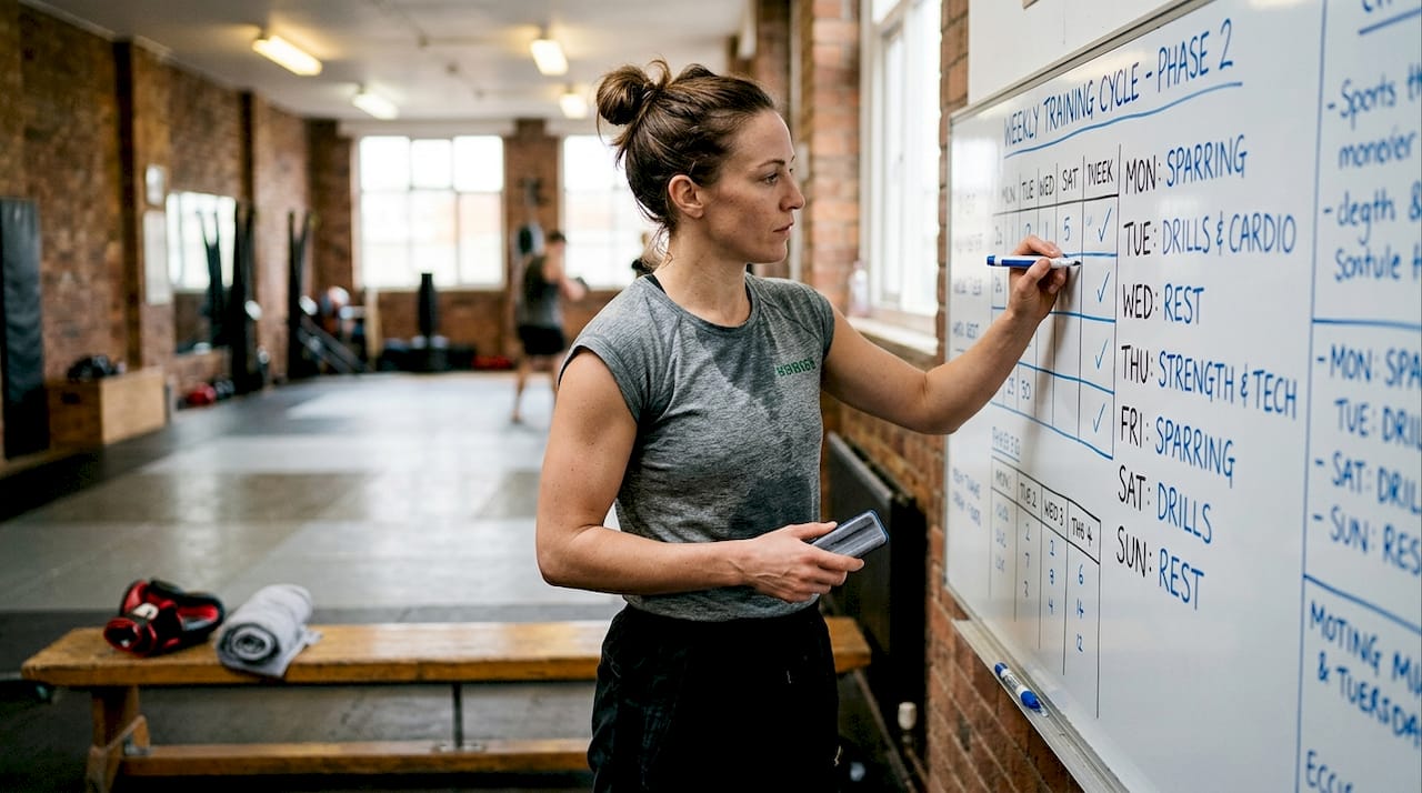 Master your martial arts competition preparation in 2026 1 Martial artist planning training on a whiteboard