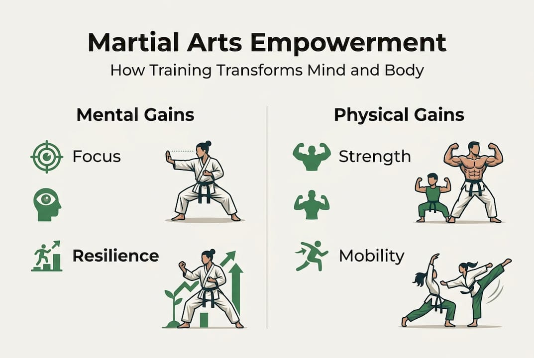 Infographic martial arts empowerment key benefits
