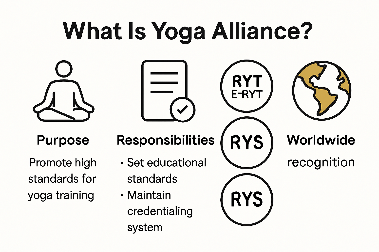 Infographic explaining what Yoga Alliance is and its main credentials.