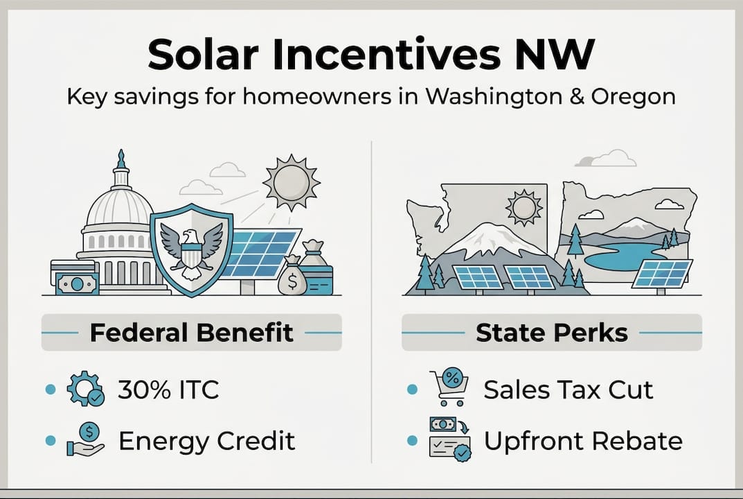 Infographic on Northwest solar incentives highlights