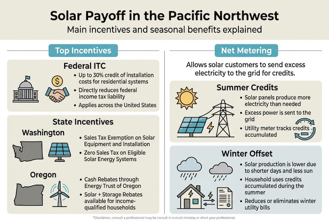 Infographic on solar incentives and net metering benefits
