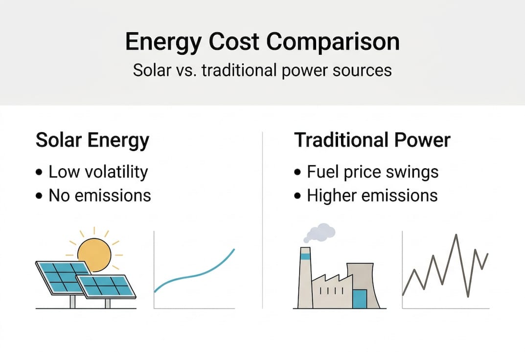Infographic comparing solar and traditional energy