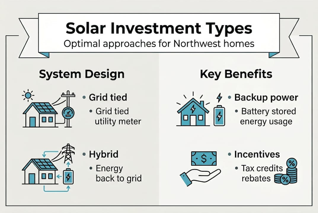 Infographic on Northwest solar system types and benefits
