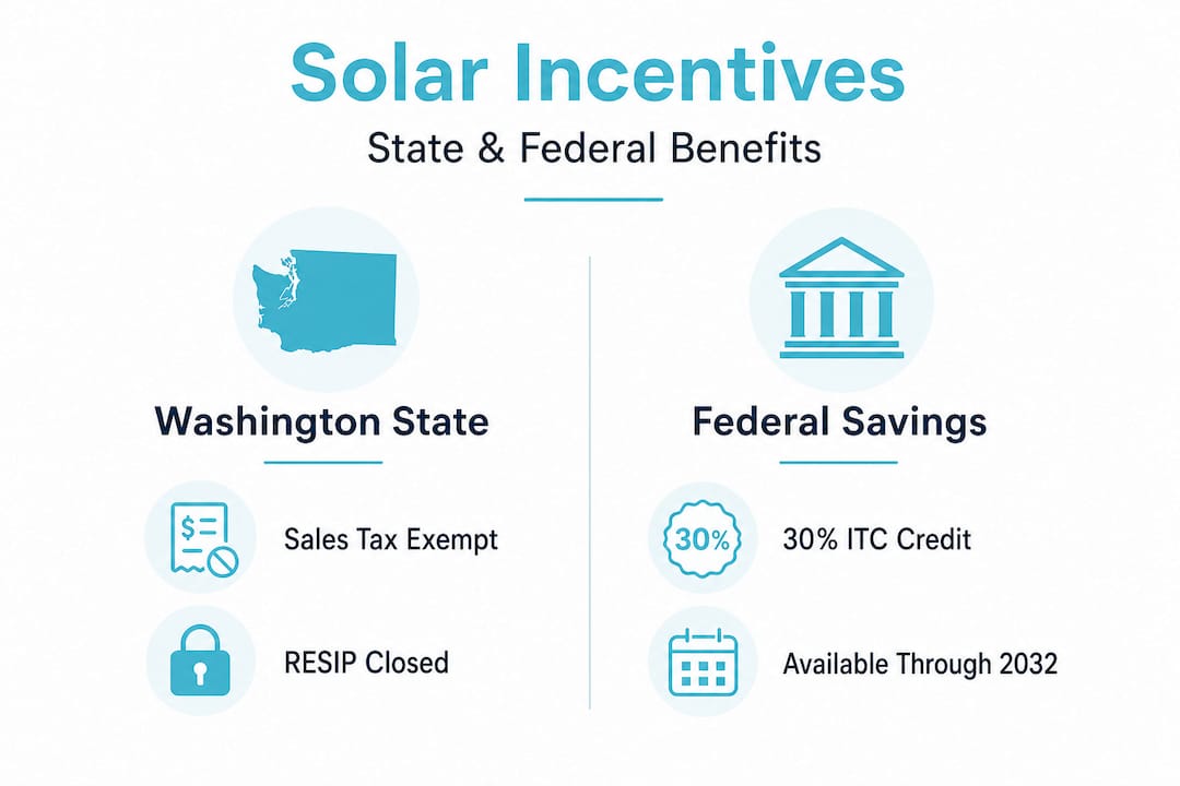 Infographic comparing state and federal solar incentives