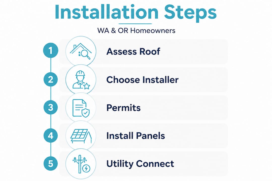 Infographic showing solar installation process steps