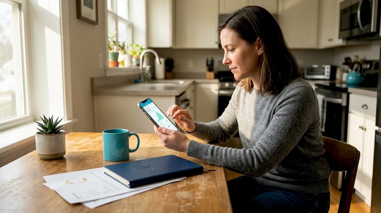 Homeowner checking solar monitoring app