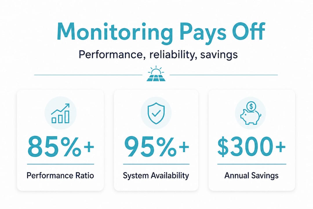 Infographic showing solar system monitoring stats