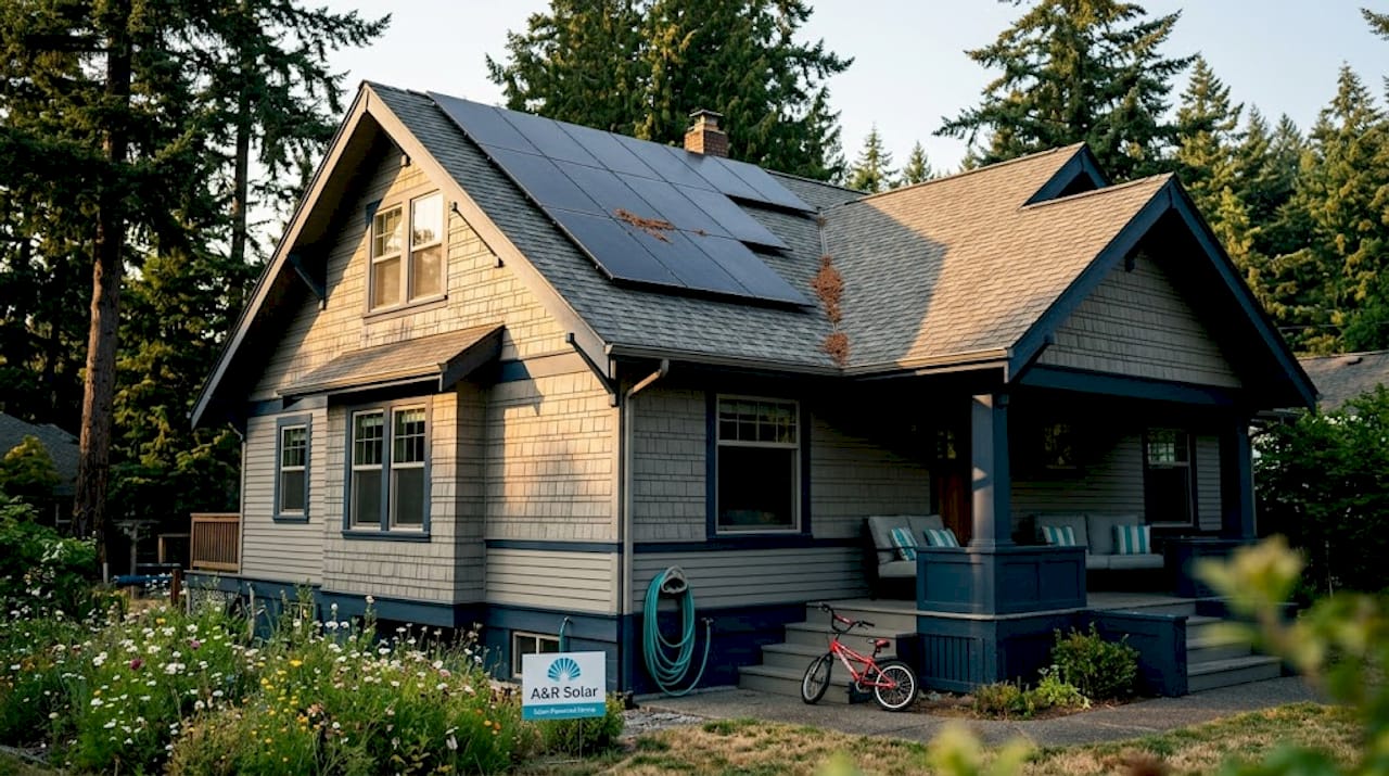Solar panels installed on northwest home roof
