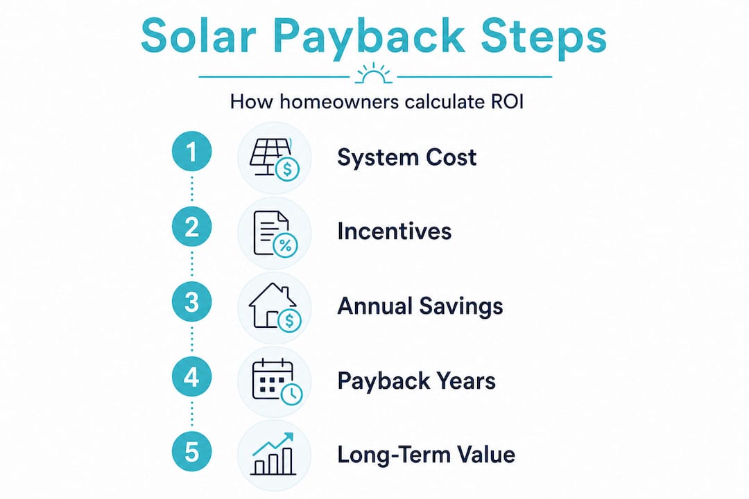 Infographic shows steps for calculating solar payback