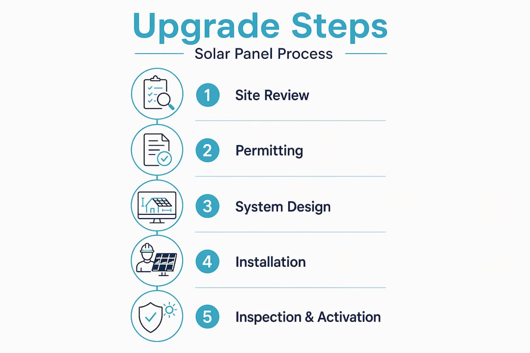 Infographic showing solar upgrade process steps