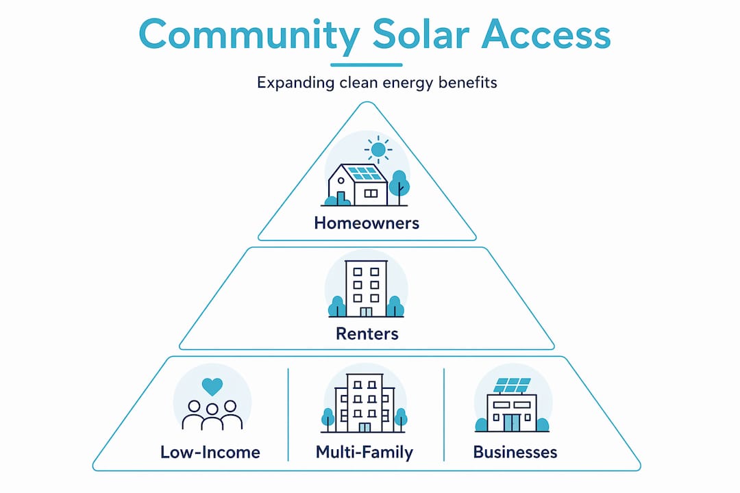 Hierarchy infographic: solar access by group