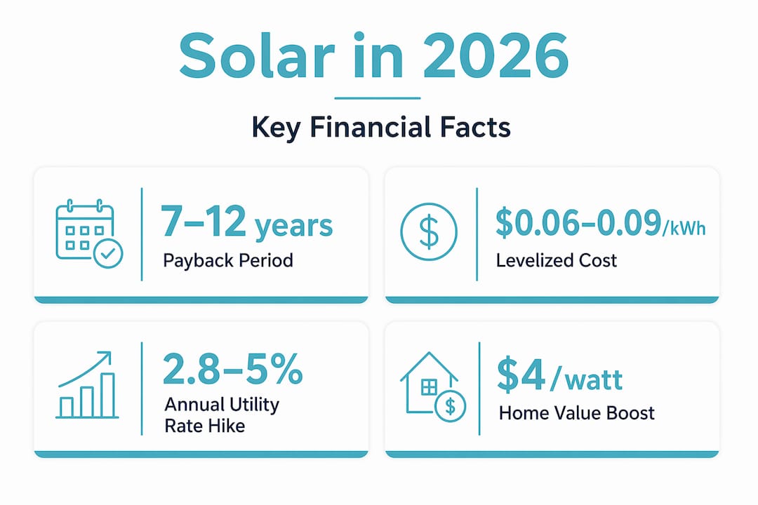 Infographic showing solar payback and cost stats