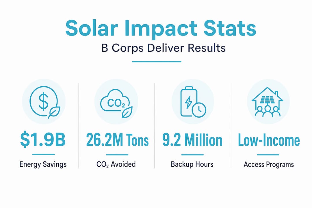 Infographic with key stats on B Corp solar impact