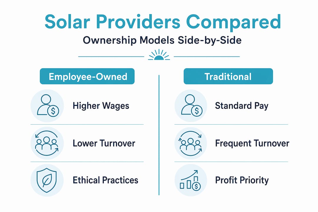 Comparison infographic for solar provider types